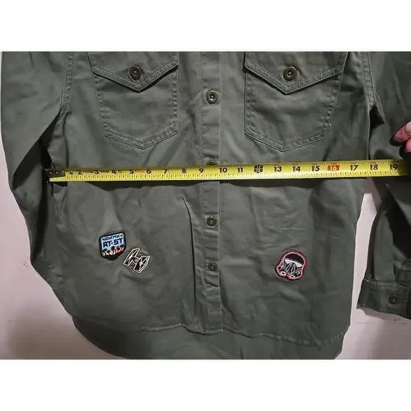 Star Wars Shirt Women Green Army Patches Rebel Alliance Elite Force Size Medium - Picture 13 of 14